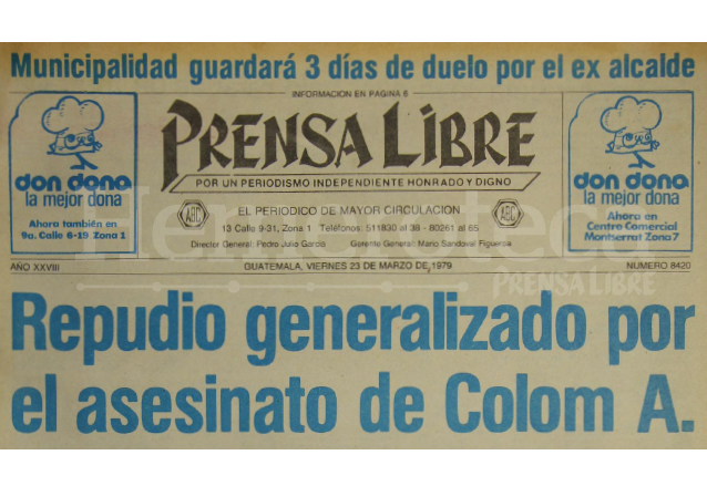 Titular de Prensa Libre del 23/03/1979. (Foto: Hemeroteca PL)
