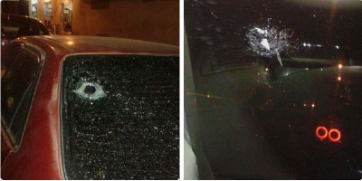 El vehículo del trabajador del MP tiene varias perforaciones de bala. (Foto Prensa Libre: Ministerio Público)