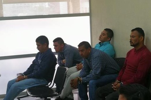 Los cinco sentenciados durante el debate en el Tribunal de Mayor Riesgo D (Foto Prensa Libre: Hemeroteca PL).