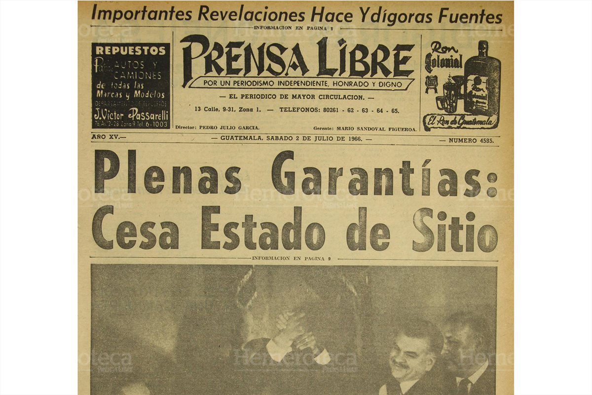 1966: Julio César Méndez jura como presidente del país