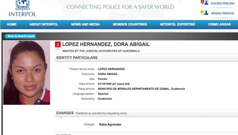 Dora Abigaíl López Hernández, apodada "la Negra", tenía orden de captura desde 2014. (Foto Prensa Libre: Cortesía)