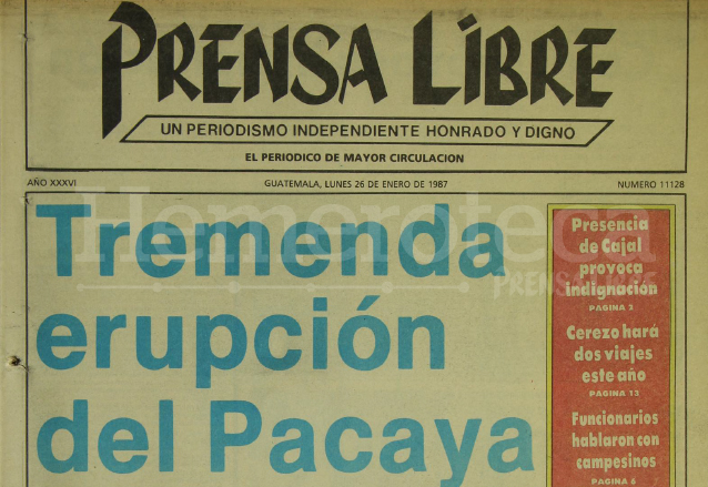 Titular de Prensa Libre del 26/01/1987. (Foto: Hemeroteca PL)