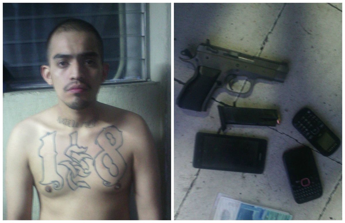 José Luis Rodríguez Muñoz, portaba una pistola con la que se supone atacaría al piloto de un autobús en Mixco. (Foto Prensa Libre: Cortesía PNC)