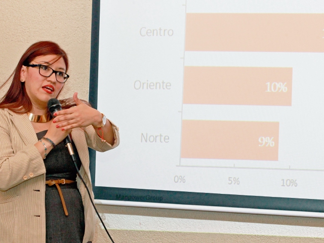 La vocera de ManpowerGroup Guatemala, Kristal Galdámez, presentó el estudio sobre expectativas de empleo en el país. Foto Estuardo Paredes 
