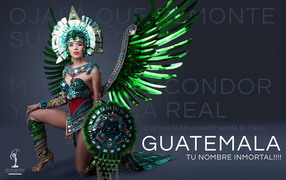 El traje que lucirá Virginia Argueta en el certamen de Miss Universo en Filipinas, se llama Quetzali, princesa Jade. (Foto Prensa Libre: Cortesía César Portillo)
