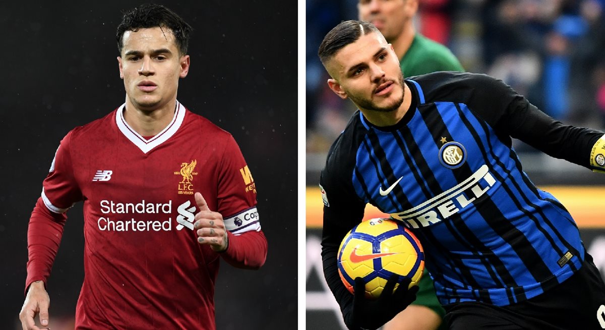 Philipe Coutinho y Mauro Icardi se encuentran en la agenda de posibles fichajes para el Barcelona y el Real Madrid, respectivamente. (Foto Prensa Libre: AFP)