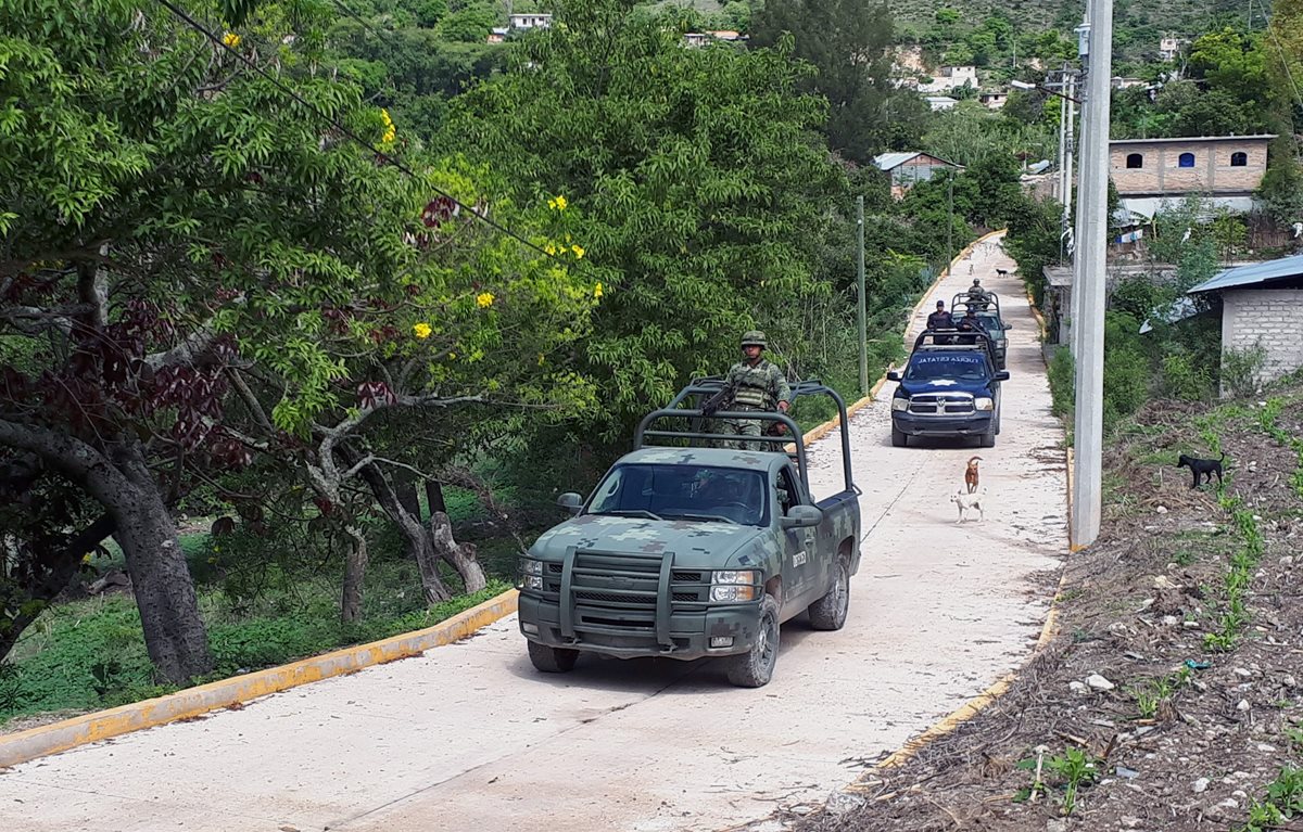 Siembras y animales abandonados en Ahuhuiyuco, Guerrero. (Foto Prensa Libre AFP)