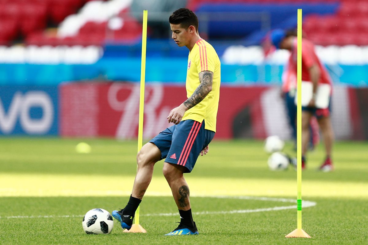 James Rodríguez, el goleador de Brasil 2014 aún no se estrena en la Copa del Mundo de Rusia. (Foto Prensa Libre: AFP)