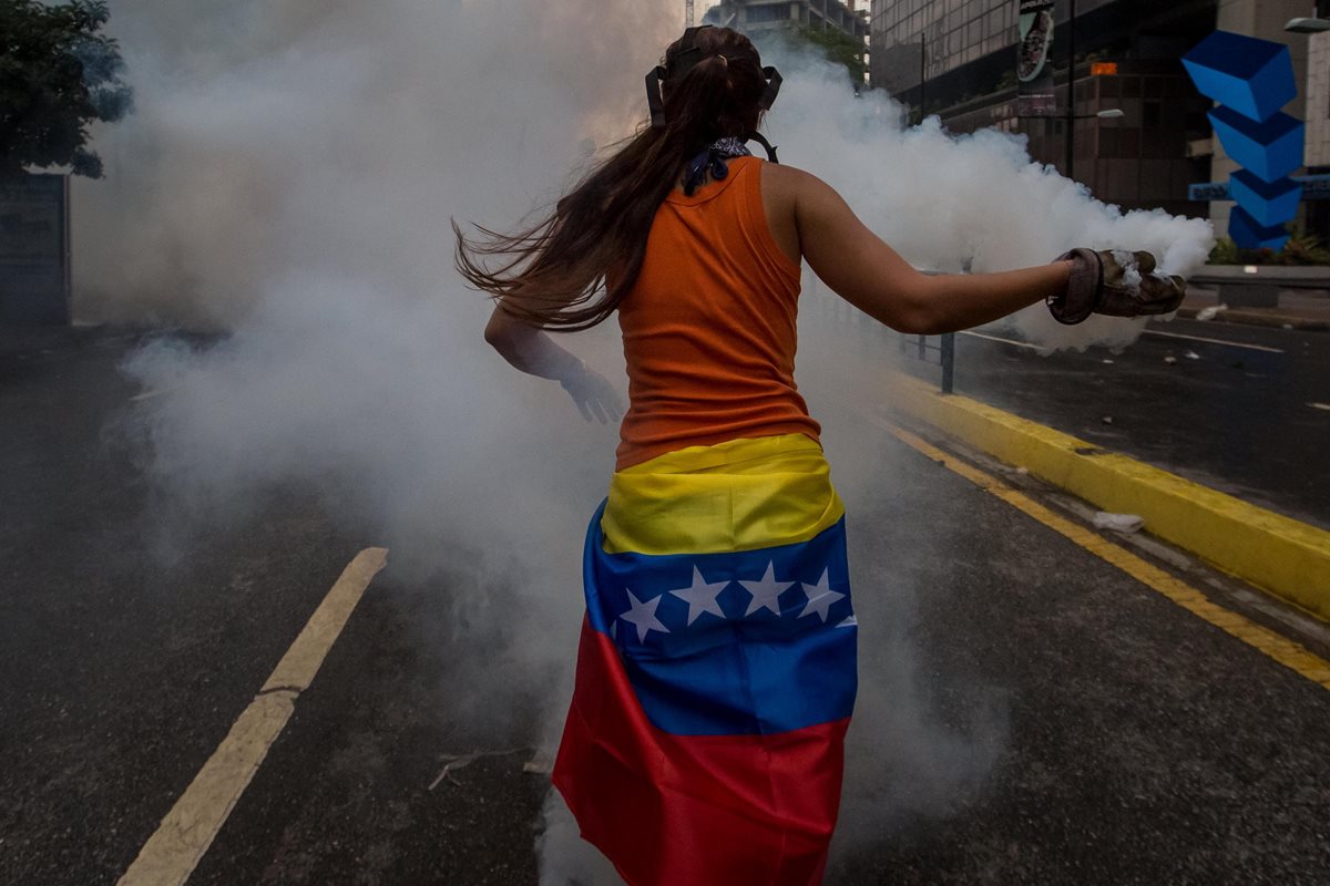 La bandera de Venezuela era el estandarte de los manifestantes.