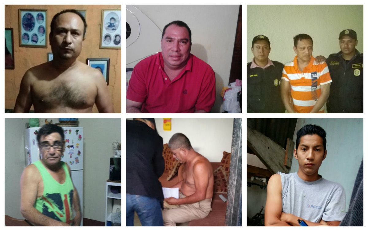 Tres agentes y un subcomisario de la Policía Nacional Civil detenidos por su presunta implicación en el robo de vehículos. (Foto Prensa Libre: Estuardo Paredes)