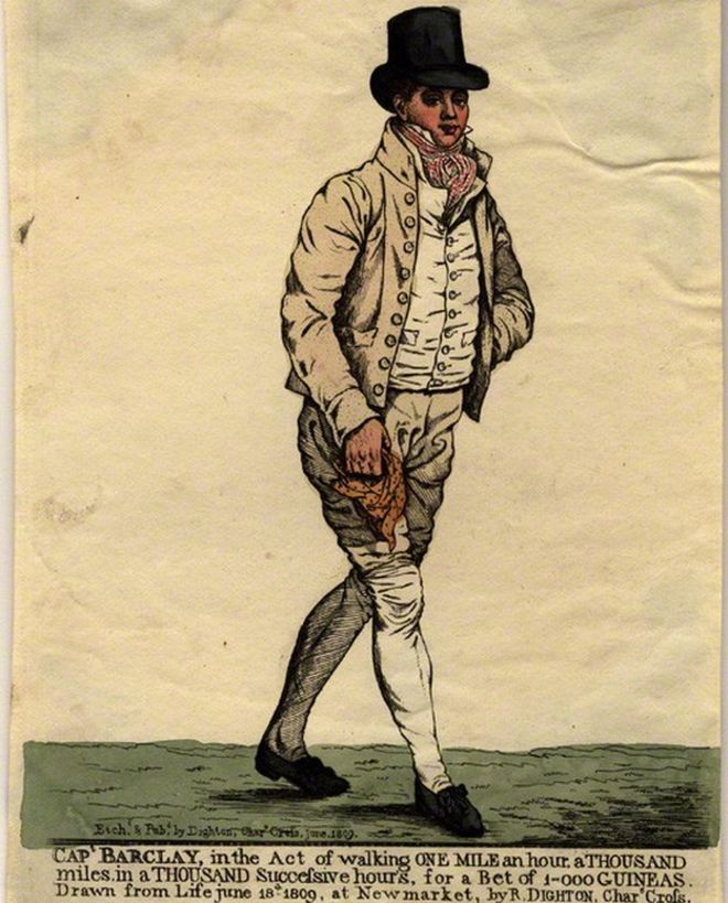 El célebre peatón Capitán Robert Barclay en su uniforme durante su mítica caminata. NATIONAL PORTRAIT GALLERY LONDON