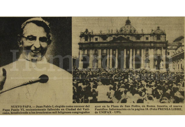 El Papa Juan Pablo I fue electo el 26/08/1978. (Foto: Hemeroteca PL)