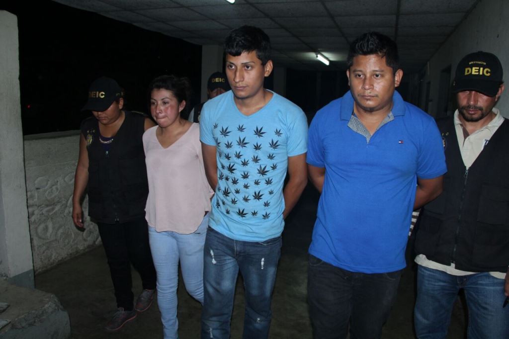 Los tres sindicados del secuestro de una menor. (Foto Prensa Libre: PNC).