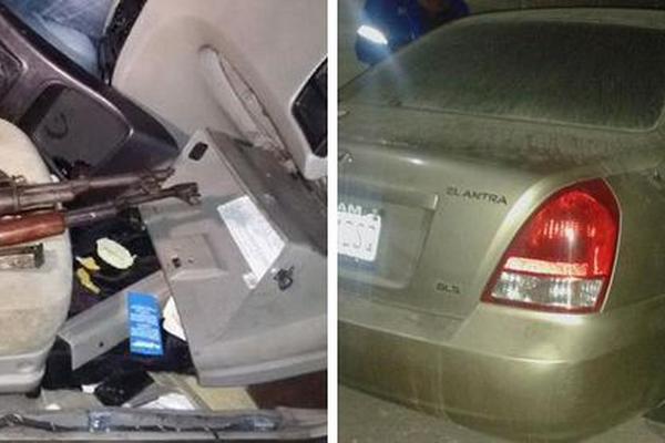 Dos fusiles y paquetes con supuesta cocaína fueron localizados en un vehículo incautado a supuestos integrantes de Los Sierra. (Foto Prensa Libre: MP)