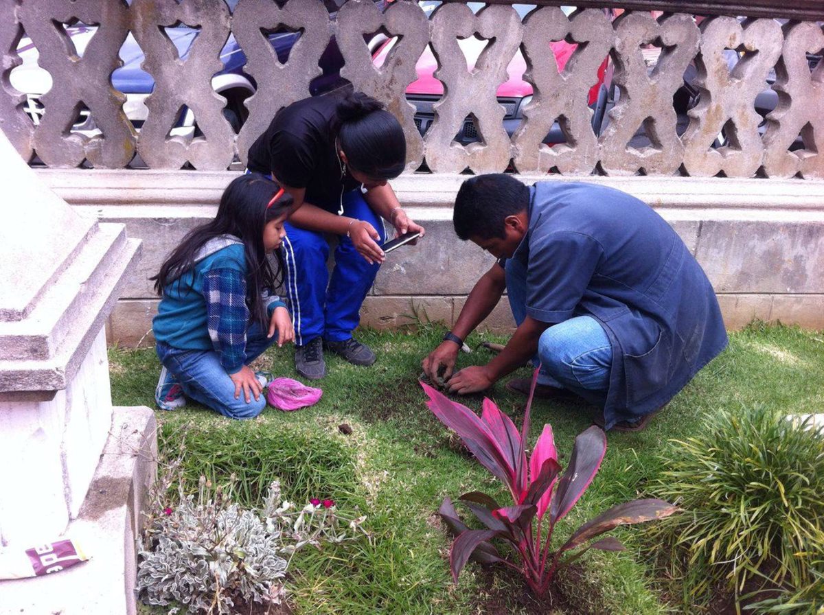 Niños jardinizan Teatro Municipal de Quetzaltenango