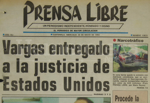 Titular de Prensa Libre del 20 de mayo de 1992. (Foto: Hemeroteca PL)