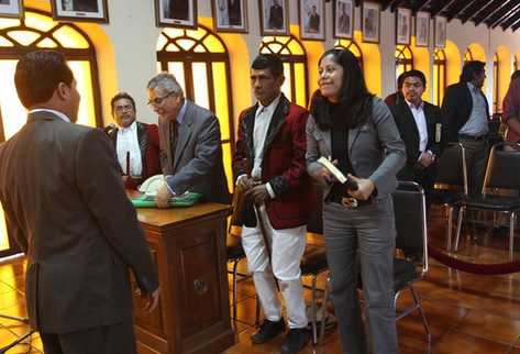 En la Corte de Constitucionalidad se llevó a cabo una vista pública en la que los pobladores del Quiché piden revocar el amparo otorgado a una hidroeléctrica. (Foto Prensa Libre: Erick Avila)