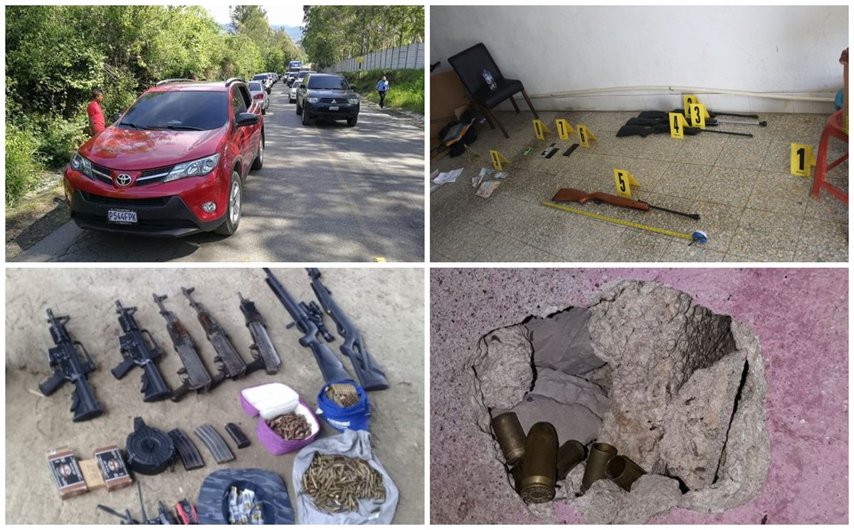Durante allanamientos en varios departamentos de Guatemala, contra una banda de secuestradores, la PNC decomisó armas de fuego y municiones. (Foto Prensa Libre: PNC)