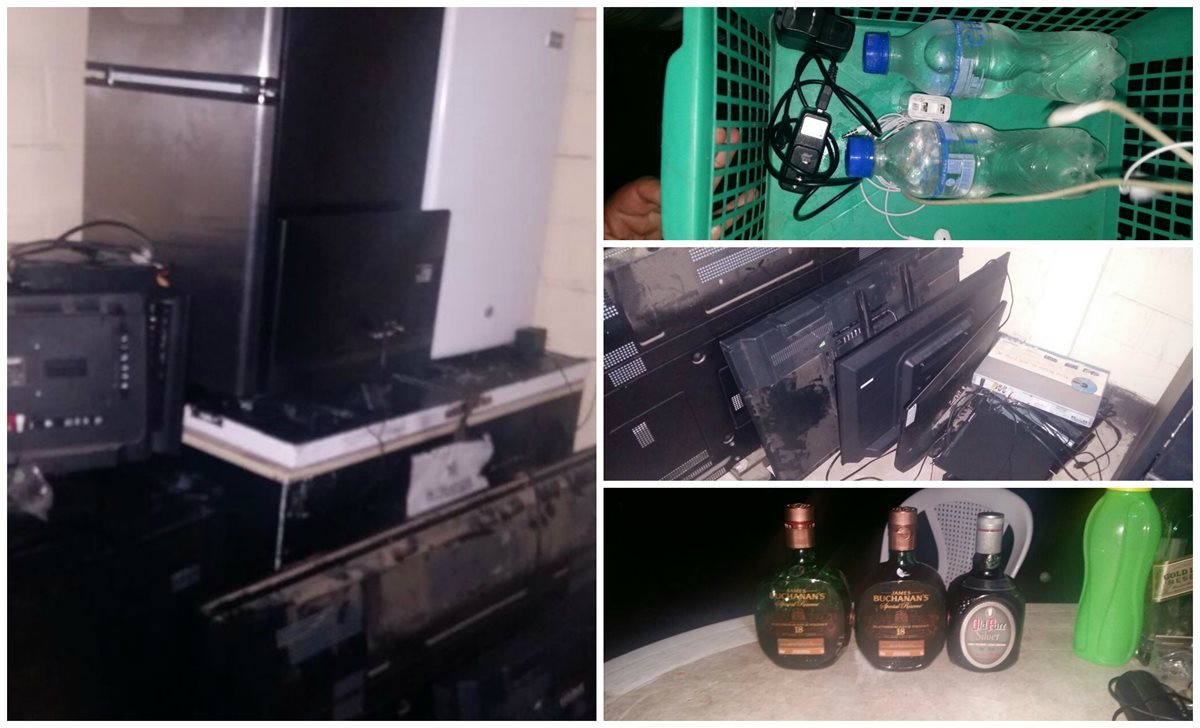 Electrodomésticos, teléfonos y licor, fueron incautados en cárcel Mariscal Zavala. (Foto Prensa Libre: Cortesía)