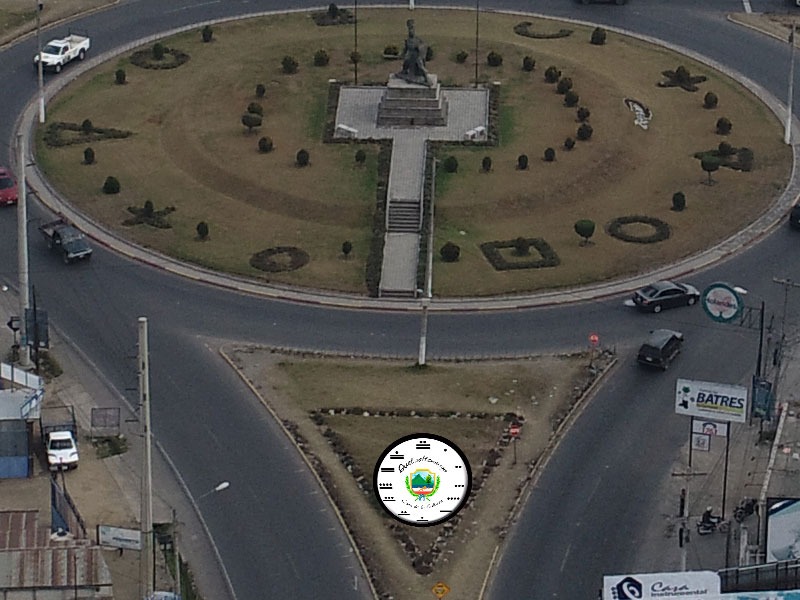 Así se verá colocado el Reloj Monumental en la rotonda donde se encuentra el monumento a Tecún Umán. (Foto Prensa Libre: Fred Rivera)