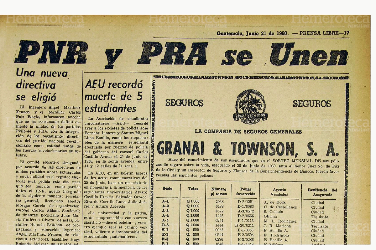 El PNR y el PRA se unieron bajo una denominación en 1960. (Foto: Hemeroteca PL)