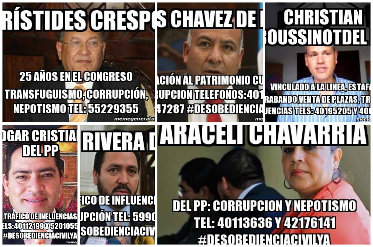 En redes sociales se viraliza una campaña contra la reelección de diputados. (Foto Prensa Libre: Facebook)