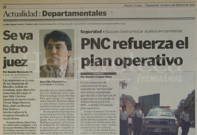 Nota del 11 de febrero de 2000 sobre el plan operativo de la PNC. (Foto: Hemeroteca PL)