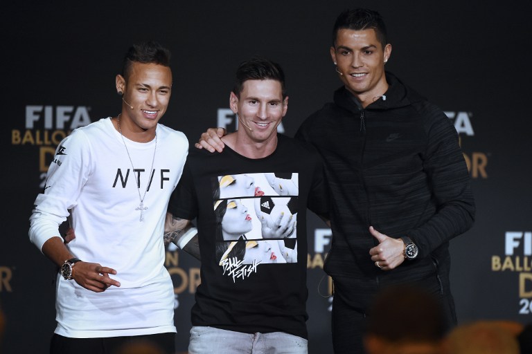 Neymar, Messi y Cristiano fueron finalistas del Balón de oro en 2016 y nuevamente lo son este año. (Foto Prensa Libre: Hemeroteca PL)