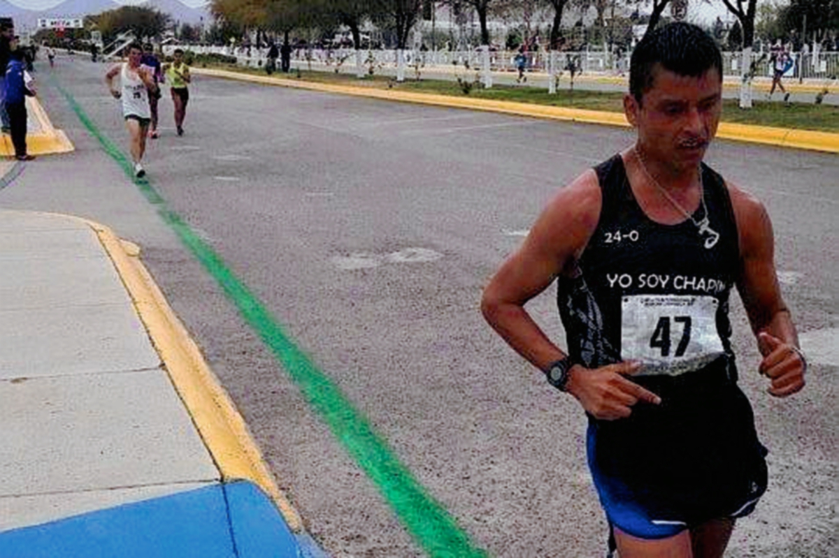Érick Barrondo realiza su máximo esfuerzo durante la competencia en México. (Foto Prensa Libre: FMAA).