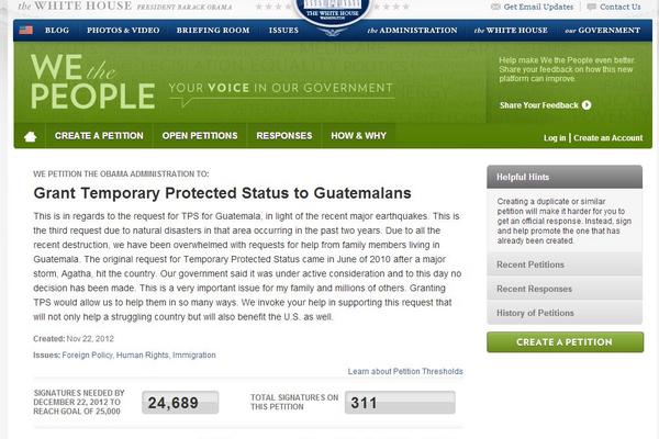 Se necesitan 25 mil firmas hasta el 22 de diciembre para que la petición sea conocida por la Casa Blanca