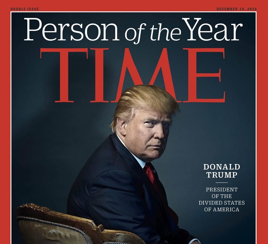 Ésta es la portada que la prestigiosa revista Time dedica al presidente electo de EE. UU., Donald Trump. (Foto Prensa Libre: EFE).