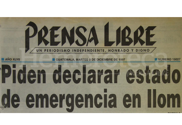 Titular de Prensa Libre del 9/12/1997. (Foto: Hemeroteca PL)