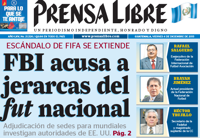 Titular de Prensa Libre del 4 de diciembre de 2015. (Foto. Hemeroteca PL)