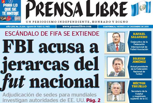 Titular de Prensa Libre del 4 de diciembre de 2015. (Foto. Hemeroteca PL)