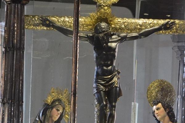 Imagen del Cristo Negro de Esquipulas, la cual es venerada en la Basílica de Esquipulas. (Foto Prensa Libre: Edwin Paxtor)  <br _mce_bogus="1"/>