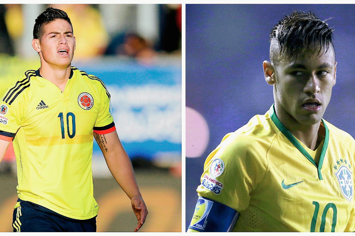 La pugna entre James y Neymar se vuelve a repetir. Ya lo han echo en Liga española, en Mundial y ahora en la Copa América. (Foto Prensa Libre: TodoDeportes)