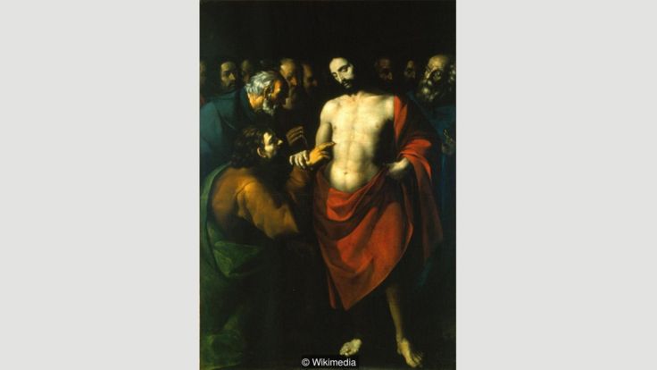 En la obra de López de Arteaga "La incredulidad de Santo Tomás", el rojo de la túnica vestida por Cristo denota su santidad. (Imagen: Wikimedia)