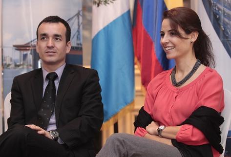 Juan Esteban Sánchez y María Eugenia Lloreda impulsan a empresarios   guatemaltecos para que se asienten en territorio colombiano. (Foto Prensa Libre: Álvaro Interiano)