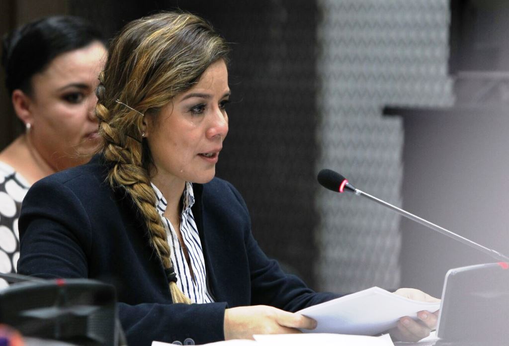 Claudia Méndez dijo al juez del caso La Línea que su vida corre peligro. (Foto Prensa Libre: P. Raquec)