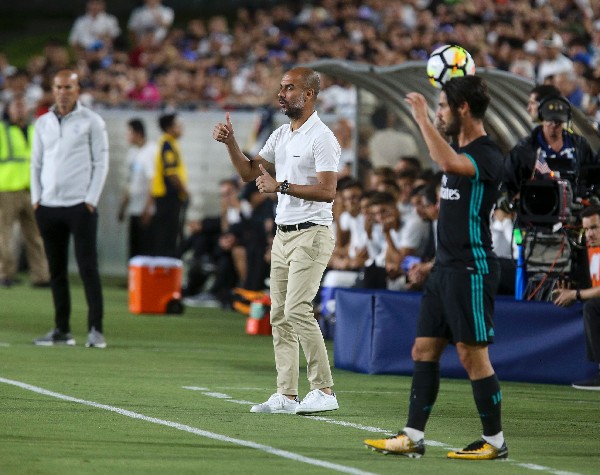 Pep reconoció que el Real Madrid nunca juega mal, y que, en esta ocasión, sus jugadores fueron muy buenos. (Foto Prensa Libre: AFP)
