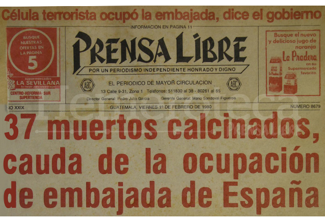 Titular de Prensa Libre del 1 de febrero de 1980. (Foto: Hemeroteca PL)