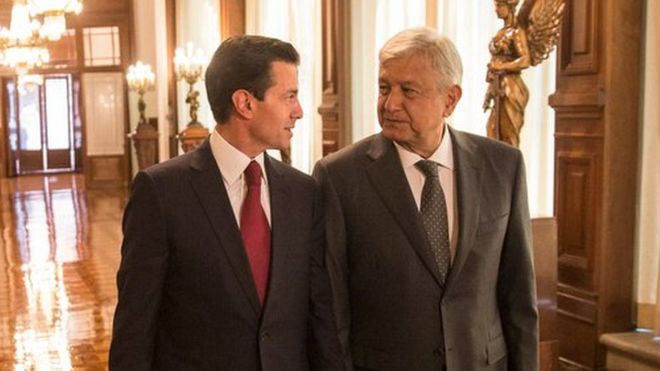 Enrique Peña Nieto y Andrés Manuel López Obrador, en su primera reunión tras las elecciones. AMLO dijo que habrá una transición pacífica y ordenada. PRESIDENCIA DE MÉXICO