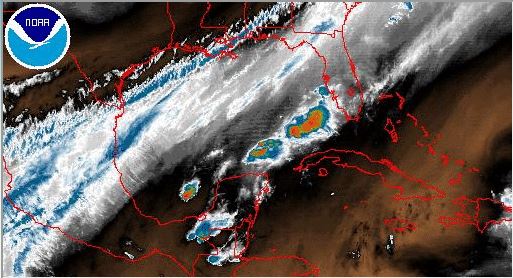 El ingresó de un frente frío a la península de Yucatán provoca lluvias durante este viernes y el fin de semana. (Foto Prensa Libre: Insivumeh)