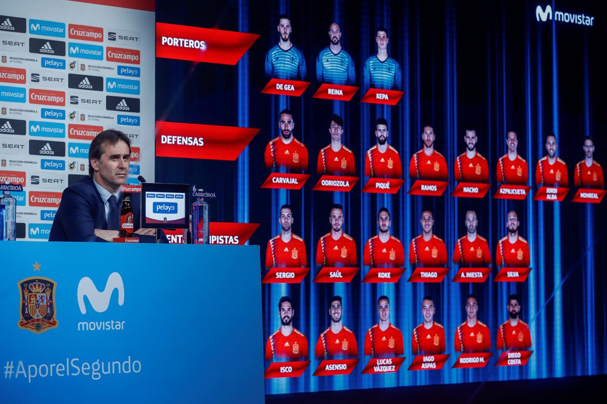 El técnico Julen Lopetegui, de la Selección de España, dio a conocer la lista preliminar de convocados para el Mundial de Rusia 2018. (Foto Prensa Libre: EFE)