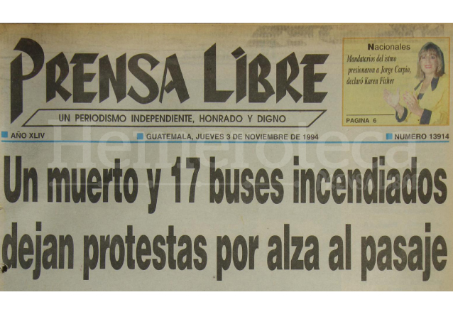 Titular de Prensa Libre del 3/11/1994. (Foto: Hemeroteca PL)