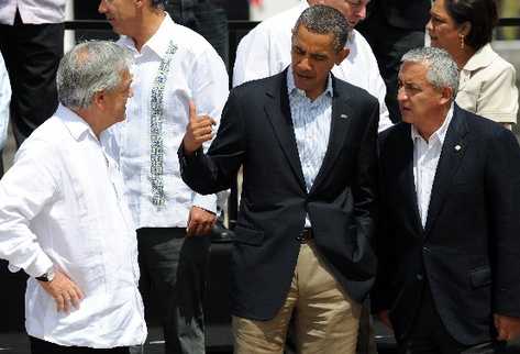 Los presidentes Sebastián Piñera, Chile; Barack Obama, Estados Unidos, y Otto Pérez Molina, Guatemala.