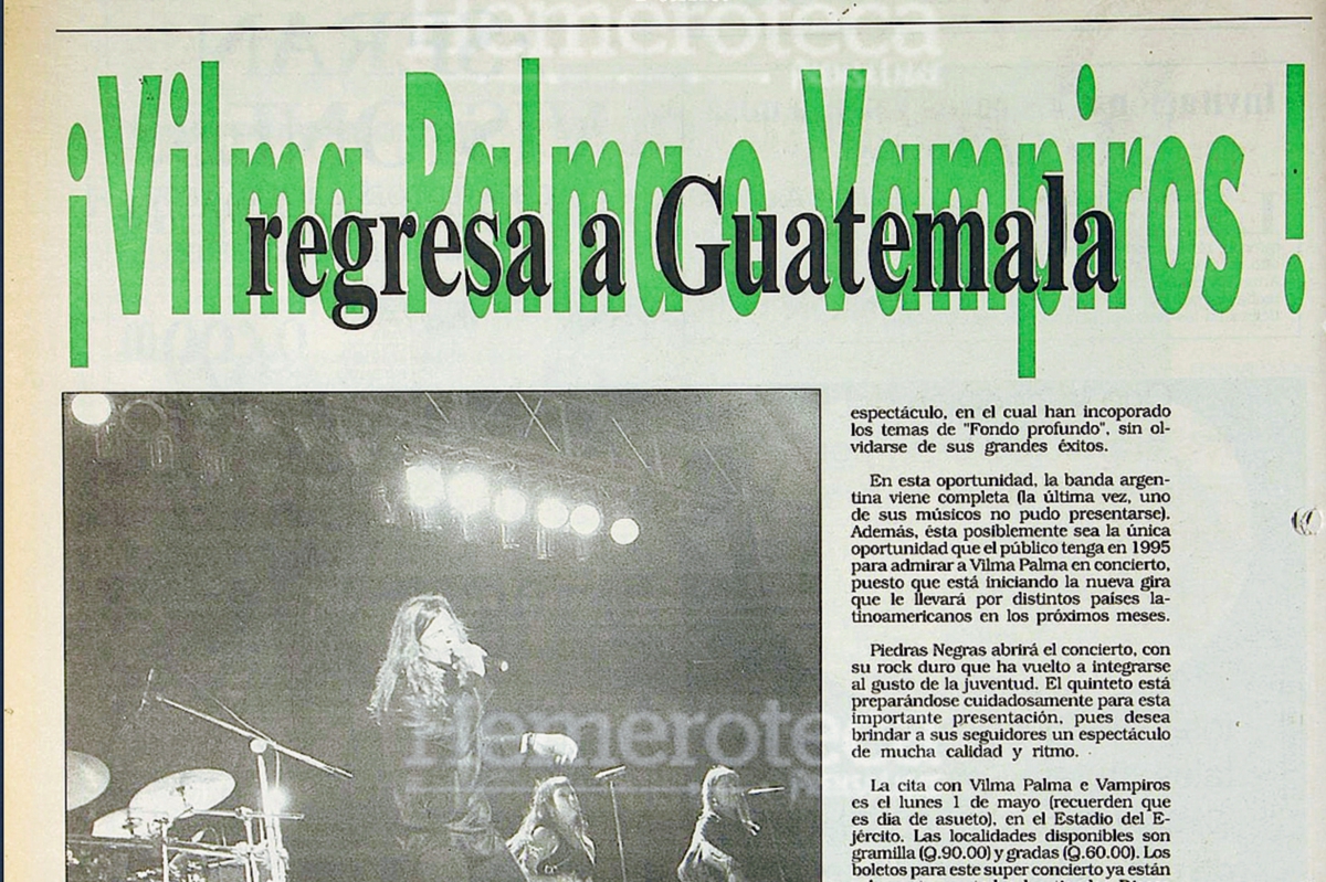Vilma Palma e Vampiros se presentó en el país el 1 de mayo de 1995. (Foto: Hemeroteca PL)