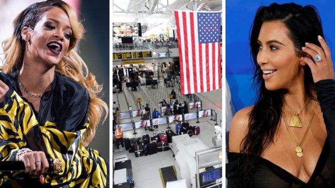 La cuenta de Instagram de la Administración de Seguridad en el Transporte de EE.UU. es un éxito solo superado por Rihanna (izda), National Geographic y Kim Kardashian. (BBC/GETTY/REUTERS)