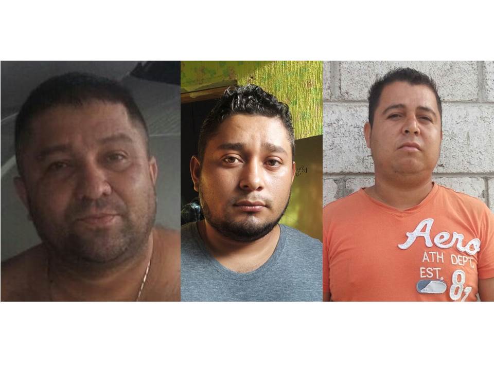 Tres de los capturados en la cabecera de Zacapa, sindicados de delitos de narcotráfico. (Foto Prensa Libre: PNC)