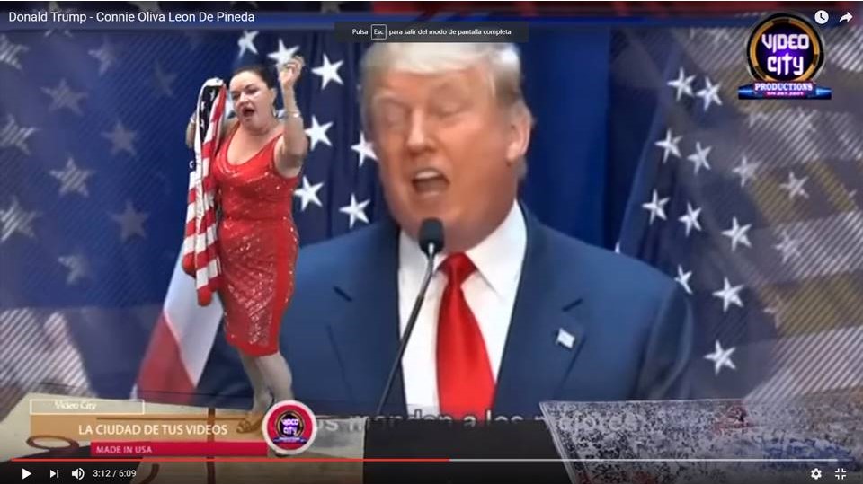Connie Pineda aparece en el video de la canción que compuso contra Donald Trump. (Foto Prensa Libre: Youtube)
